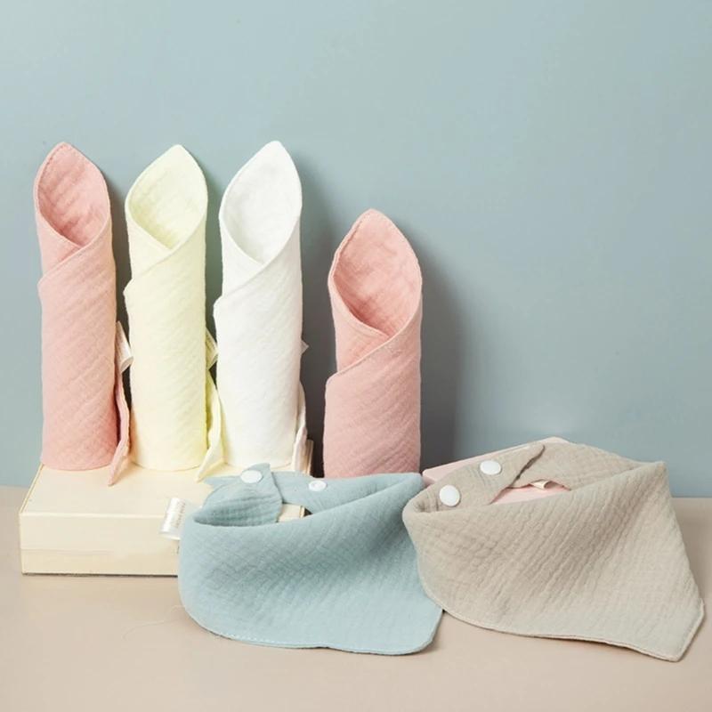 5PCS Feeding Bibs Baby Burp Cloths for 0-12M Infant Gender Neutral 4 Layer Cotton Saliva Towel Drooling Bib for Newb